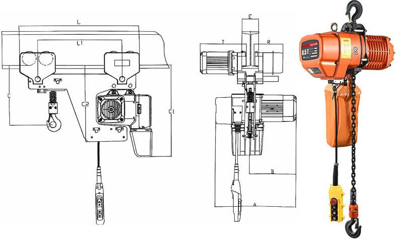 Электрическая цепная таль с низким запасом высоты рисунок